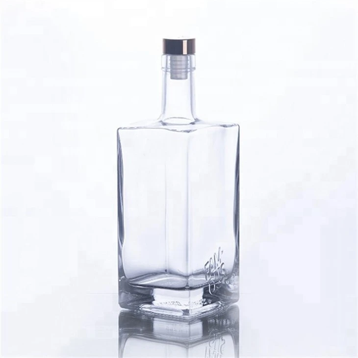 500ml Rectangular Clear Whiskey Glass Bottle