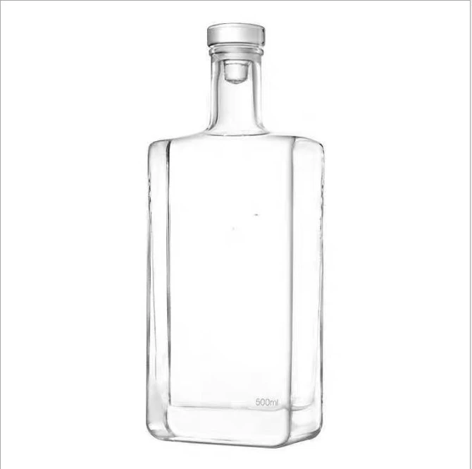 500ml Rectangular Clear Whiskey Glass Bottle